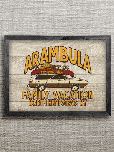 Retro Family Vacation Black Framed Wall Art 16.5 x 12.5