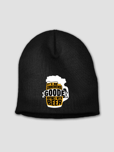 Rhymes With Beer Black Embroidered Beanie