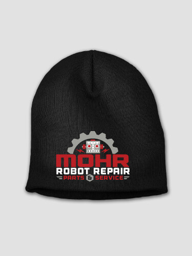 Robot Repair Black Embroidered Beanie