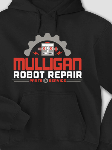 Robot Repair Black Adult Hooded Sweatshirt