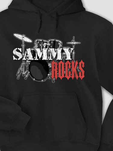 Rocks Drums Black Adult Hooded Sweatshirt