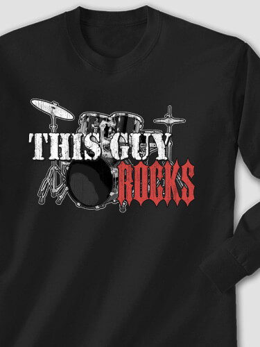 Rocks Drums Black Adult Long Sleeve