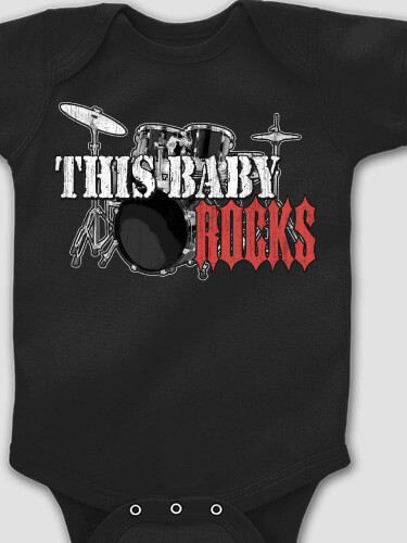 Rocks Drums Black Baby Bodysuit
