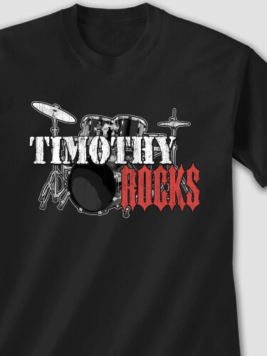 Rocks Drums Black Adult T-Shirt