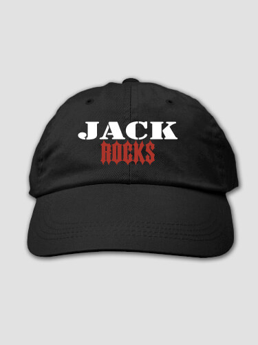 Rocks Guitar Black Embroidered Hat