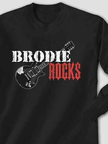 Rocks Guitar Black Adult Long Sleeve