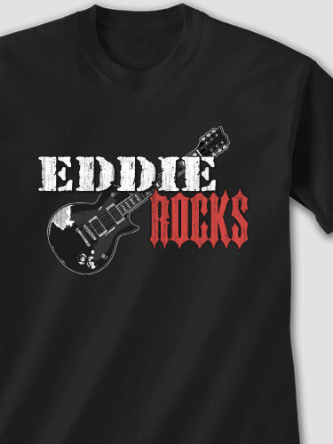 Rocks Guitar Black Adult T-Shirt