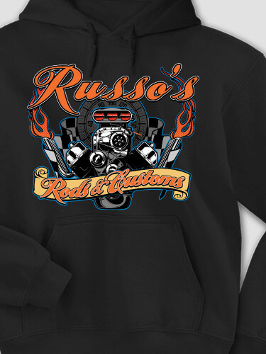 Rods and Customs Black Adult Hooded Sweatshirt