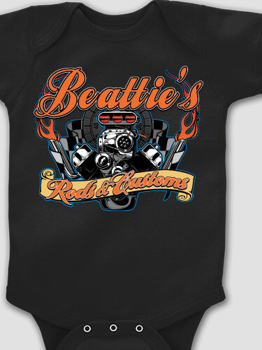 Rods and Customs Black Baby Bodysuit