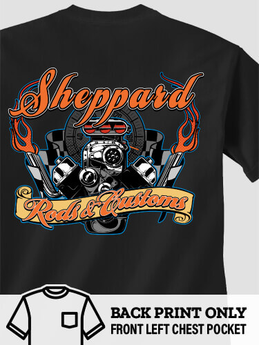 Rods and Customs Black Adult Pocket T-Shirt