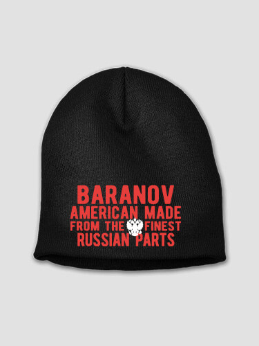 Russian Parts Black Embroidered Beanie