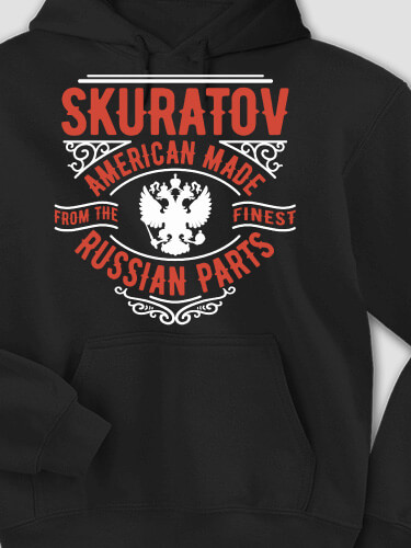 Russian Parts Black Adult Hooded Sweatshirt