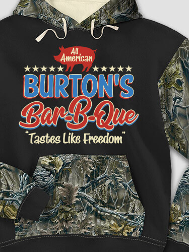 All American BBQ Black/SFG Camo Adult 2-Tone Camo Hooded Sweatshirt