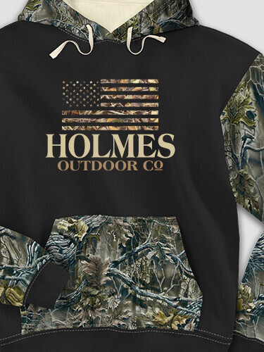 American Outdoor Company Black/SFG Camo Adult 2-Tone Camo Hooded Sweatshirt