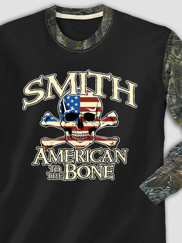American to the Bone Black/SFG Camo Adult 2-Tone Camo Long Sleeve T-Shirt