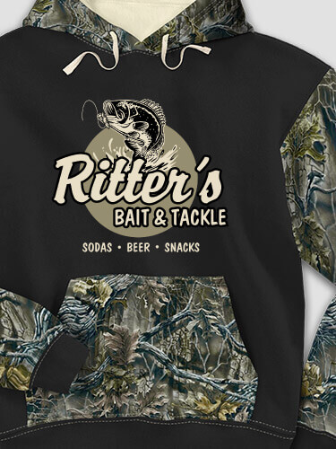 Bait and Tackle Black/SFG Camo Adult 2-Tone Camo Hooded Sweatshirt