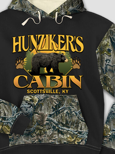 Bear Cabin Black/SFG Camo Adult 2-Tone Camo Hooded Sweatshirt