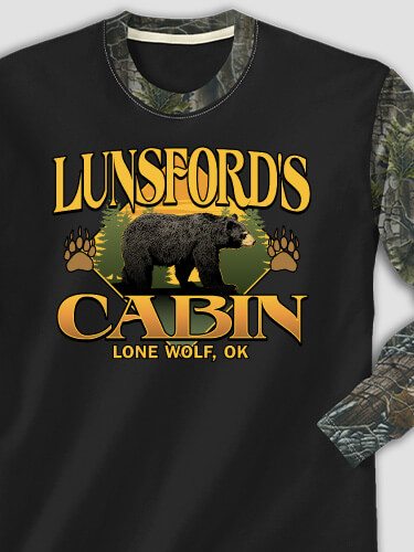 Bear Cabin Black/SFG Camo Adult 2-Tone Camo Long Sleeve T-Shirt