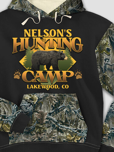 Bear Hunting Camp Black/SFG Camo Adult 2-Tone Camo Hooded Sweatshirt