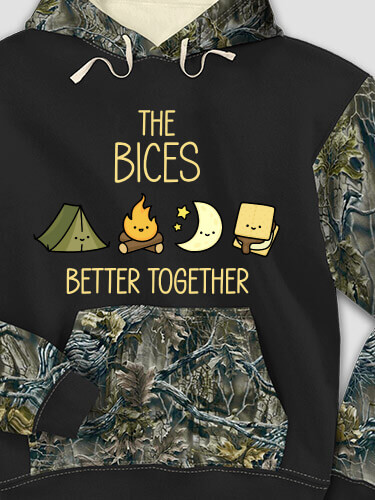 Better Together Camping Black/SFG Camo Adult 2-Tone Camo Hooded Sweatshirt