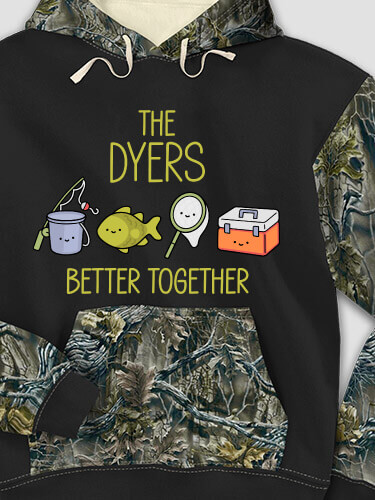 Better Together Fishing Black/SFG Camo Adult 2-Tone Camo Hooded Sweatshirt
