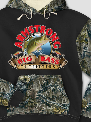 Big Bass Outfitters Black/SFG Camo Adult 2-Tone Camo Hooded Sweatshirt
