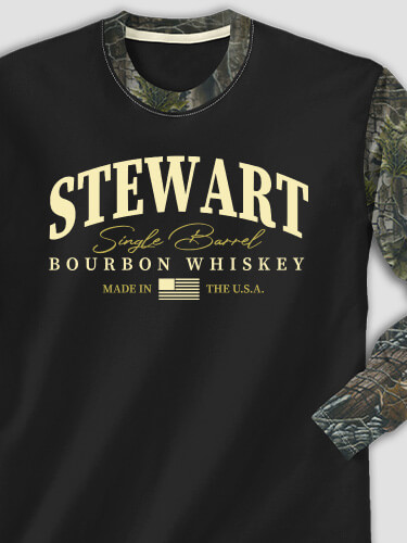 Bourbon Whiskey Black/SFG Camo Adult 2-Tone Camo Long Sleeve T-Shirt