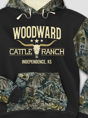 Cattle Ranch Black/SFG Camo Adult 2-Tone Camo Hooded Sweatshirt