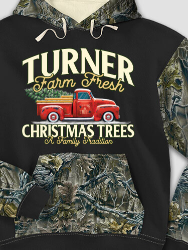 Christmas Tree Farm Black/SFG Camo Adult 2-Tone Camo Hooded Sweatshirt