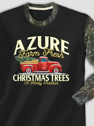 Christmas Tree Farm Black/SFG Camo Adult 2-Tone Camo Long Sleeve T-Shirt
