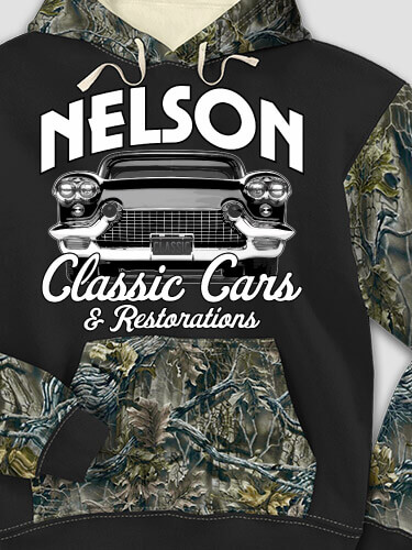 Classic Cars Black/SFG Camo Adult 2-Tone Camo Hooded Sweatshirt