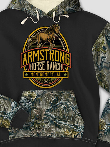 Classic Horse Ranch Black/SFG Camo Adult 2-Tone Camo Hooded Sweatshirt