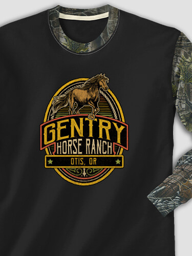 Classic Horse Ranch Black/SFG Camo Adult 2-Tone Camo Long Sleeve T-Shirt