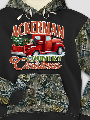 Country Christmas Black/SFG Camo Adult 2-Tone Camo Hooded Sweatshirt