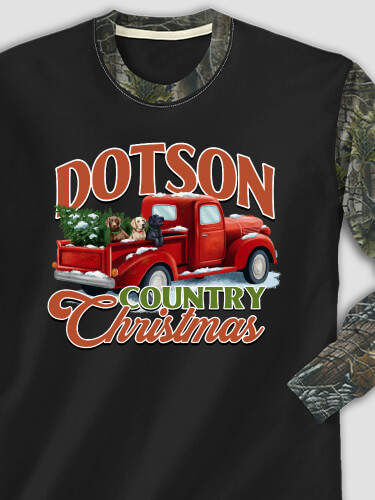 Country Christmas Black/SFG Camo Adult 2-Tone Camo Long Sleeve T-Shirt