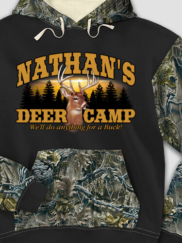 Deer Camp Black/SFG Camo Adult 2-Tone Camo Hooded Sweatshirt