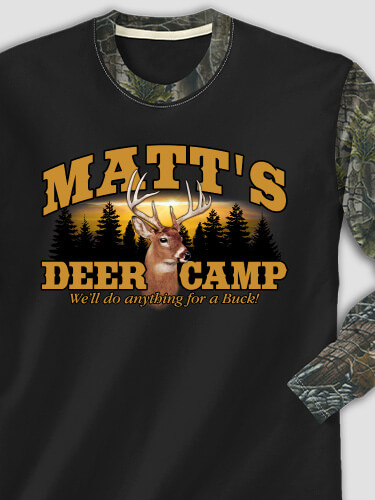 Deer Camp Black/SFG Camo Adult 2-Tone Camo Long Sleeve T-Shirt