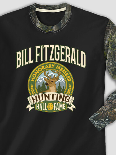 Deer Hunting Hall Of Fame Black/SFG Camo Adult 2-Tone Camo Long Sleeve T-Shirt
