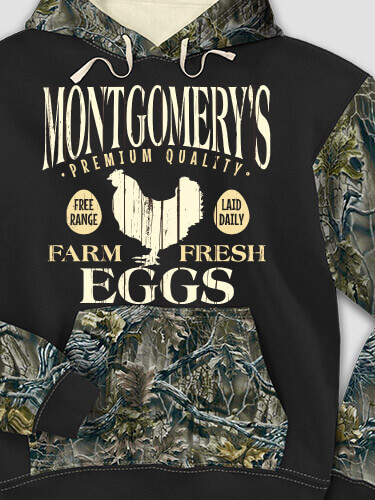 Farm Fresh Eggs Black/SFG Camo Adult 2-Tone Camo Hooded Sweatshirt
