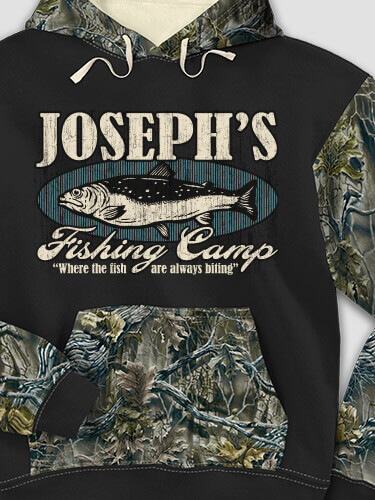 Fishing Camp Black/SFG Camo Adult 2-Tone Camo Hooded Sweatshirt