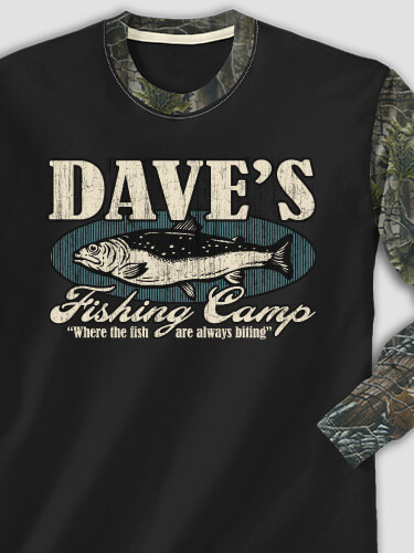 Fishing Camp Black/SFG Camo Adult 2-Tone Camo Long Sleeve T-Shirt