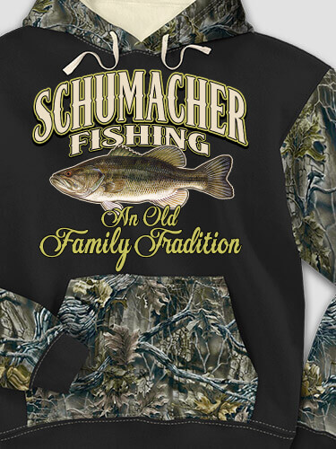 Fishing Family Tradition Black/SFG Camo Adult 2-Tone Camo Hooded Sweatshirt