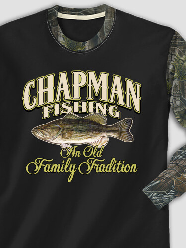 Fishing Family Tradition Black/SFG Camo Adult 2-Tone Camo Long Sleeve T-Shirt