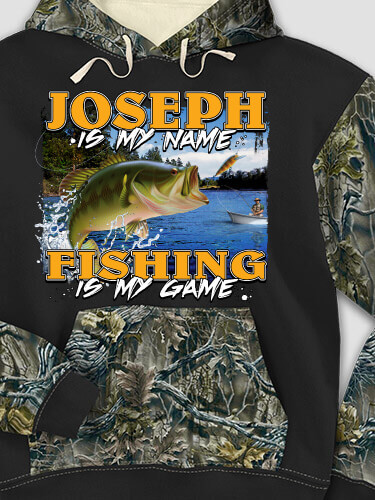 Fishing is my Game Black/SFG Camo Adult 2-Tone Camo Hooded Sweatshirt