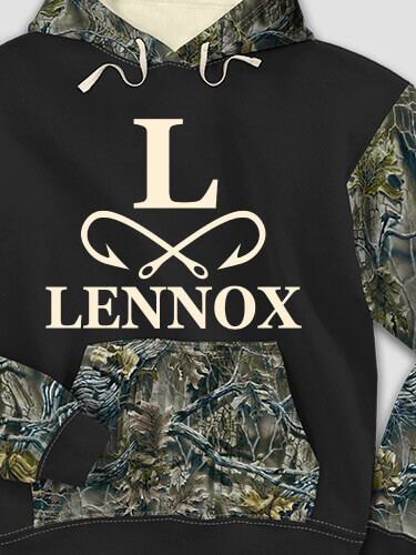 Fishing Monogram Black/SFG Camo Adult 2-Tone Camo Hooded Sweatshirt