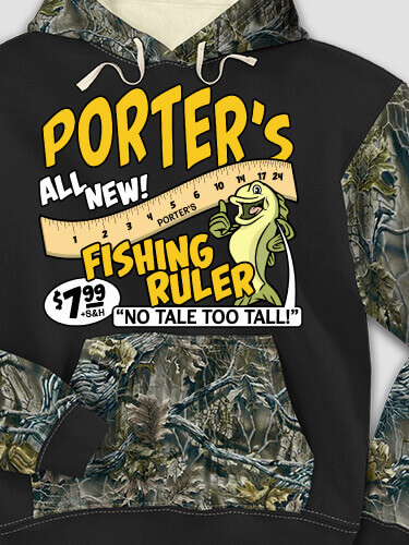 Fishing Ruler Black/SFG Camo Adult 2-Tone Camo Hooded Sweatshirt