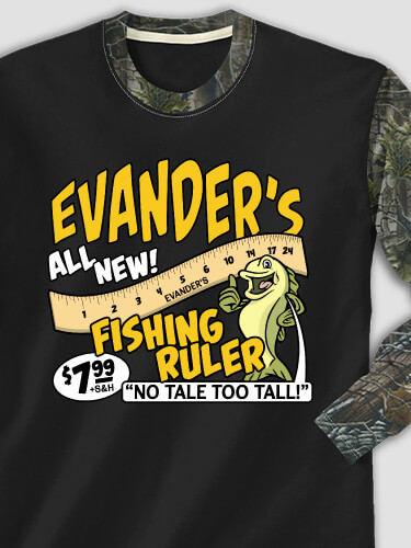 Fishing Ruler Black/SFG Camo Adult 2-Tone Camo Long Sleeve T-Shirt