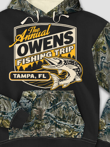 Fishing Trip Black/SFG Camo Adult 2-Tone Camo Hooded Sweatshirt