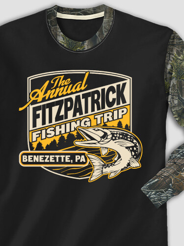 Fishing Trip Black/SFG Camo Adult 2-Tone Camo Long Sleeve T-Shirt