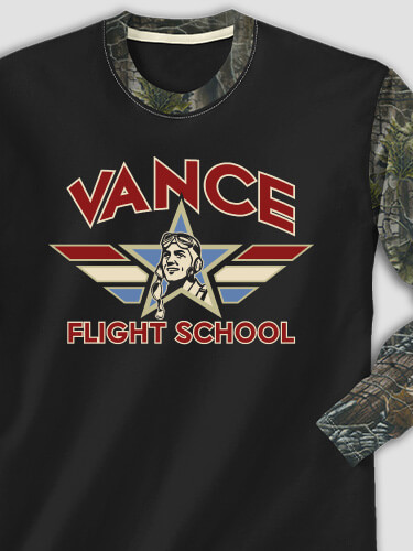 Flight School Black/SFG Camo Adult 2-Tone Camo Long Sleeve T-Shirt
